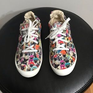 Bobs from Skechers “Doug the Pug” Multicolored Pattern Sneakers